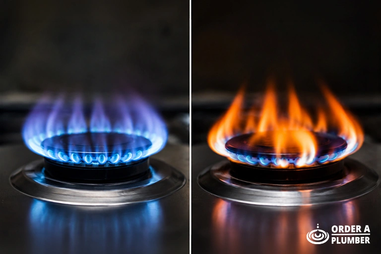 Orange Flame vs Blue Flame Gas Leak Sign