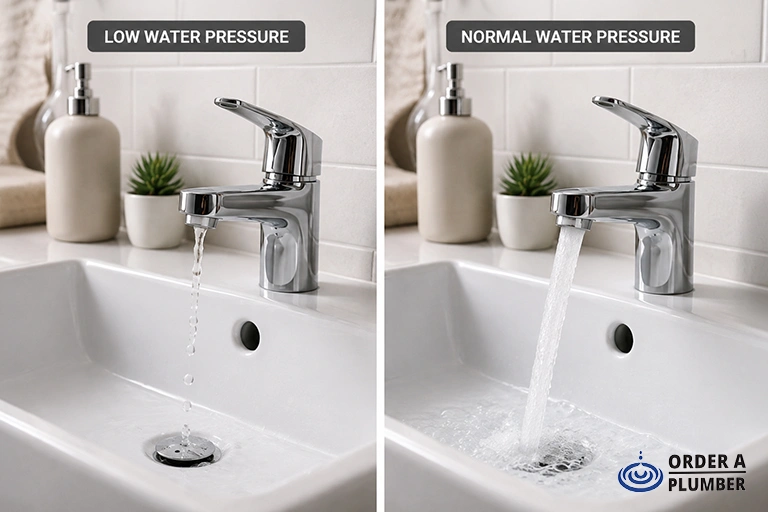 Low water pressure repair in Suffolk County – low and normal water pressure comparison