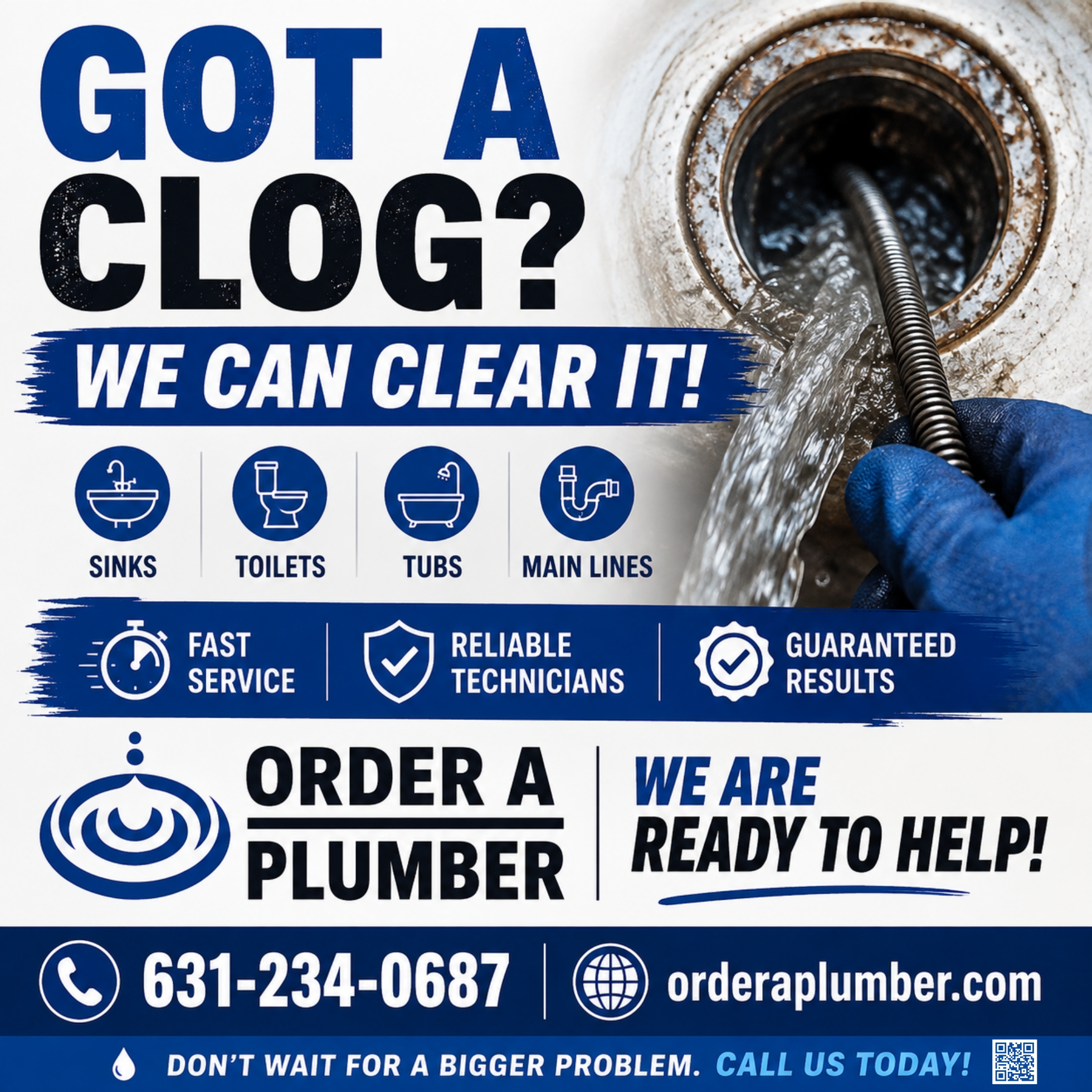 Got a clog we can fix it 